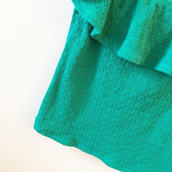 Anthropologie | Green Textured Off Shoulder Top blouse women’s Medium - Picture 7 of 10